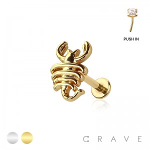 SCORPION DESIGN THREADLESS (PUSH IN) 316L SURGICAL STEEL LABRET SET